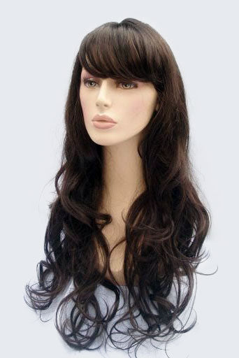 Long dark curly wig online