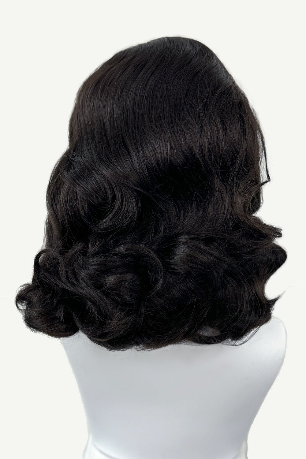 1950s style shoulder length half wig hairpiece with beautiful vintage waves Onyx