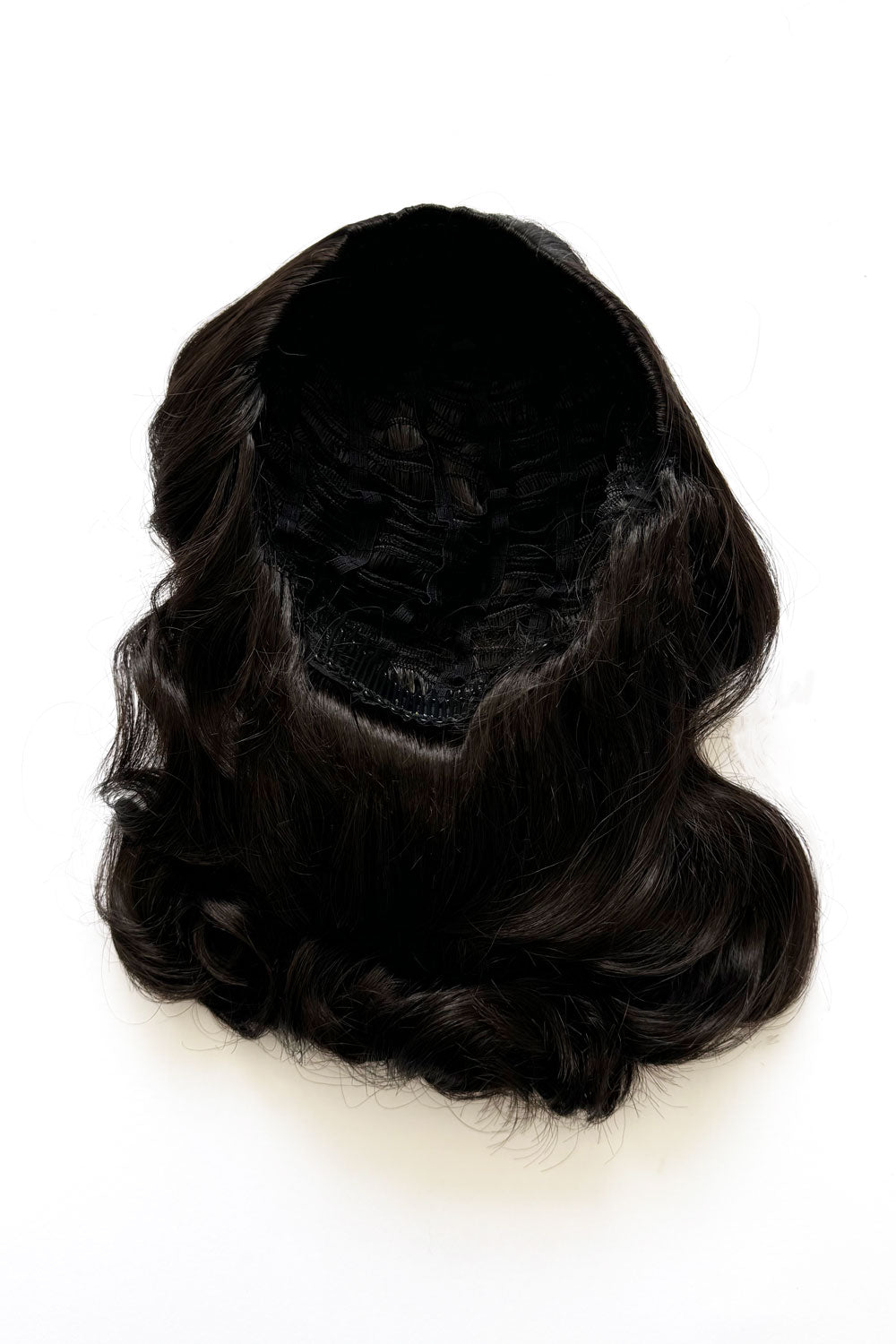 1950s style shoulder length half wig hairpiece with beautiful vintage Annabelles Wigs UK