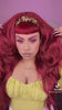 High crown long, wavy half wig and volume ring, cherry red: Bardot 39