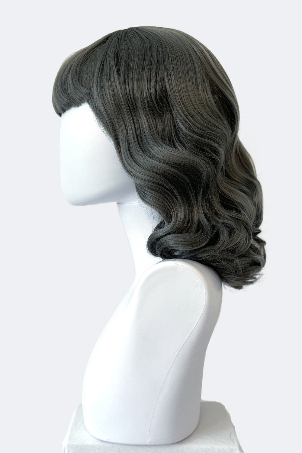 Silver Grey pinup style Wig With Long Waves And Short Fringe Dotty AnnabellesWigs Annabelles Wigs UK