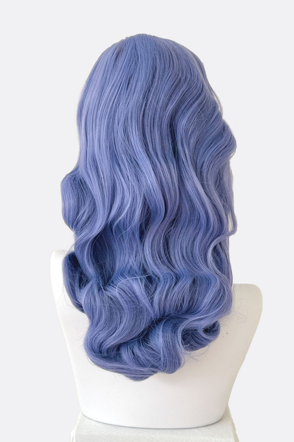 Long Blue pinup style Wig Curled With Short Fringe Ophelia Annabelles Wigs UK