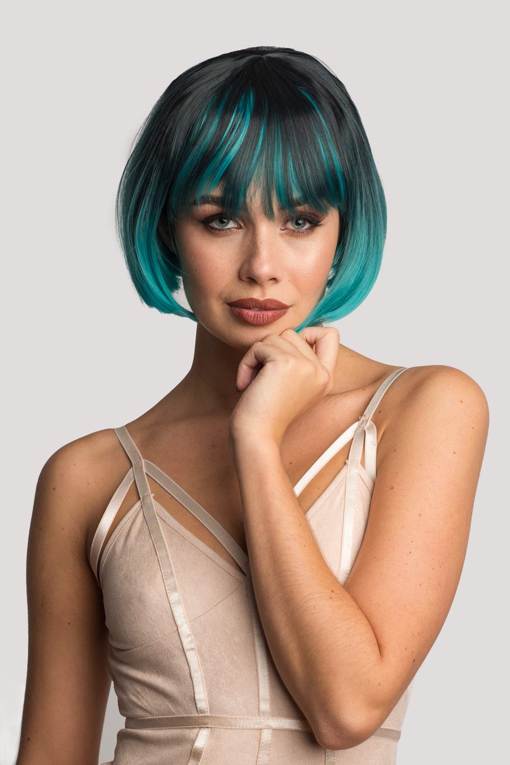 Turquoise bob wig sales
