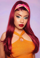 High crown long straight and layered half wig and volume ring cherry red: Juliette Annabelles Wigs