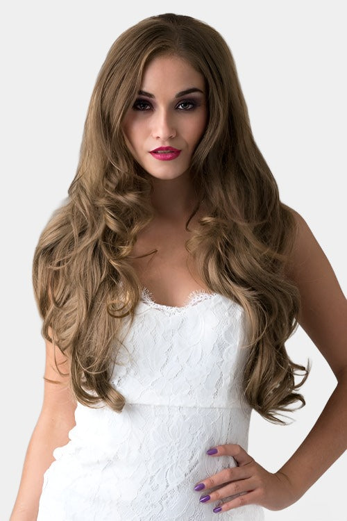 3/4 hairpiece(half wig), light golden brown, wavy: Teresa freeshipping - AnnabellesWigs