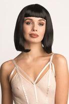 Annabelle's Wigs synthetic wig Black long bob wig with a short retro-style fringe: Beth