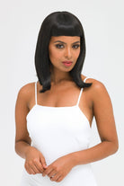 Annabelle's Wigs synthetic wig Black long bob wig with a short retro-style fringe: Beth