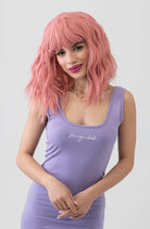 Dusty pink long wavy bob wig (LOB) with textured waves: Fearne AnnabellesWigs