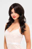 Annabelle's Wigs synthetic wig Long dark brown wig, layered, tip flip style: Jenny