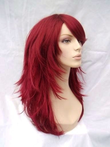 Red wig, long, layered, flicked tips: Salome freeshipping - AnnabellesWigs