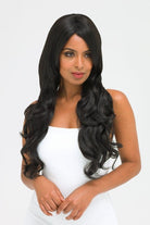 Long Wavy Black Wig With Side Sweeping Fringe: Charlotte freeshipping - AnnabellesWigs