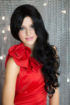 Long Wavy Black Wig With Side Sweeping Fringe: Charlotte freeshipping - AnnabellesWigs