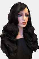 AnnabellesWigs synthetic wig Long black pinup style wig with vintage hollywood waves: Veronica