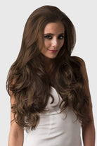 Brown half wig hairpiece, full, long with gentle waves: Taya