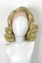 Blonde lacefront wig, pinup/vintage style, mid length with finger waves: Lucinda