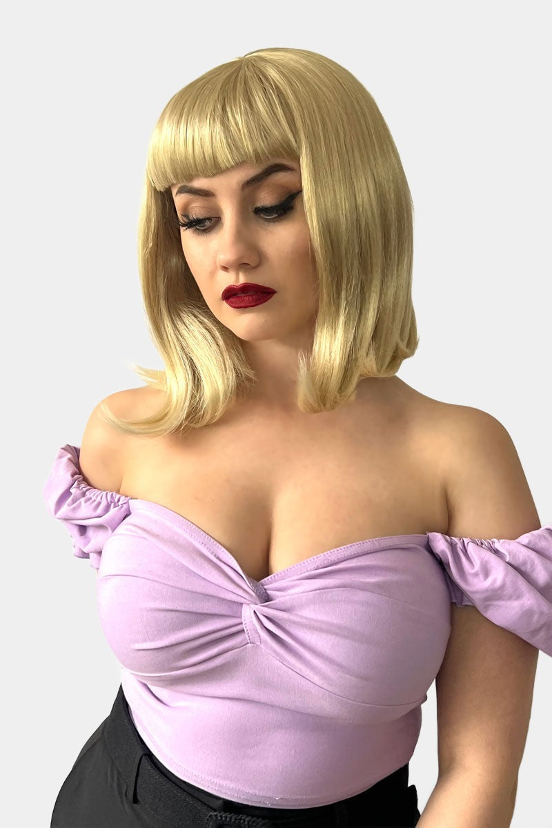 Blonde long bob wig with short fringe: Gloria