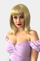 Blonde long bob wig with short fringe: Gloria