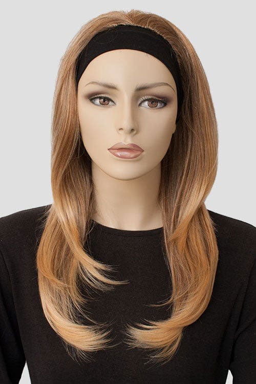 Brown half wig hairpiece (3/4 wig), gently layered: Briar