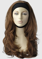 Brown half wig hairpiece (3/4 wig), layered, wavy: Simone